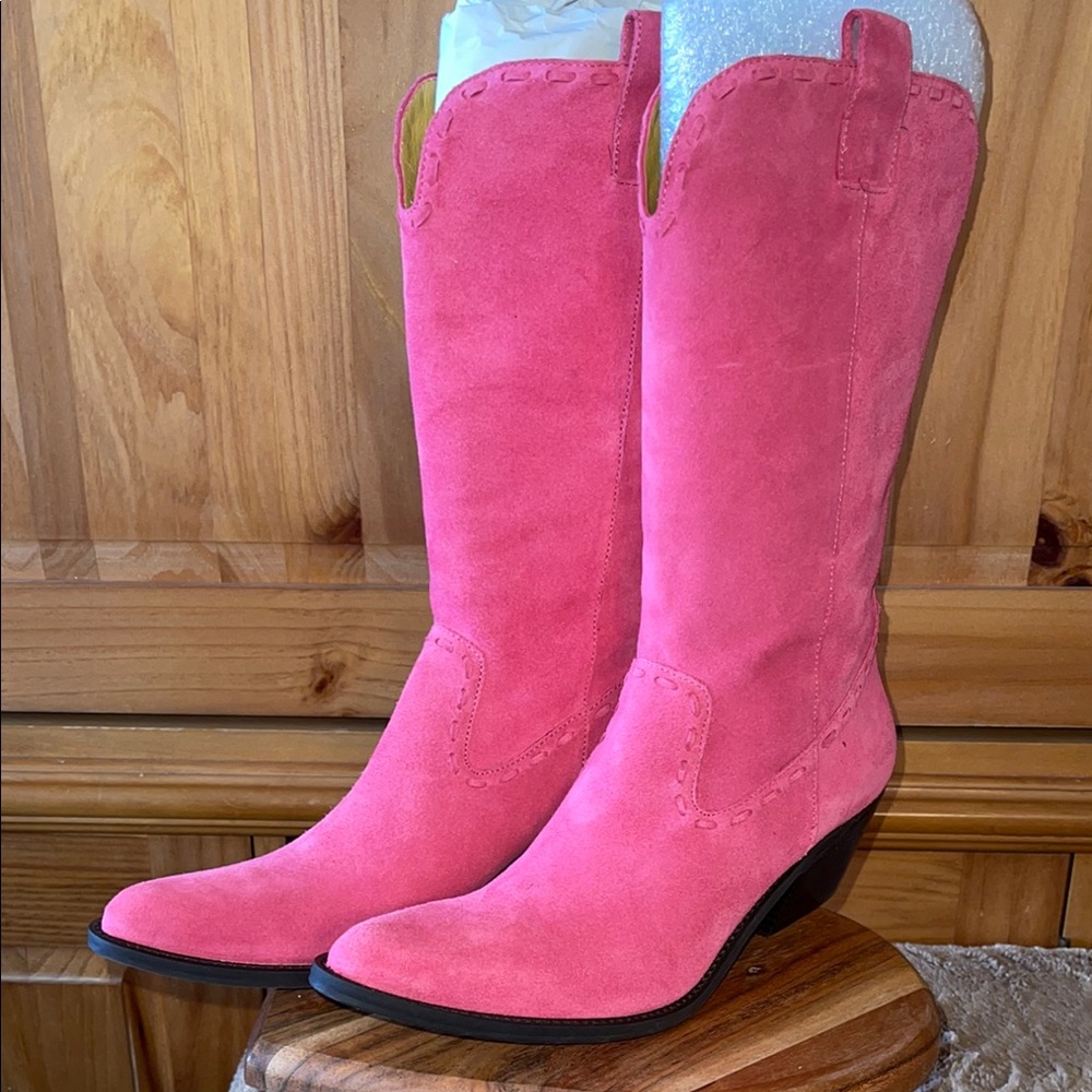 Gianni Bini Pink Suede Women's Cowboy Boots